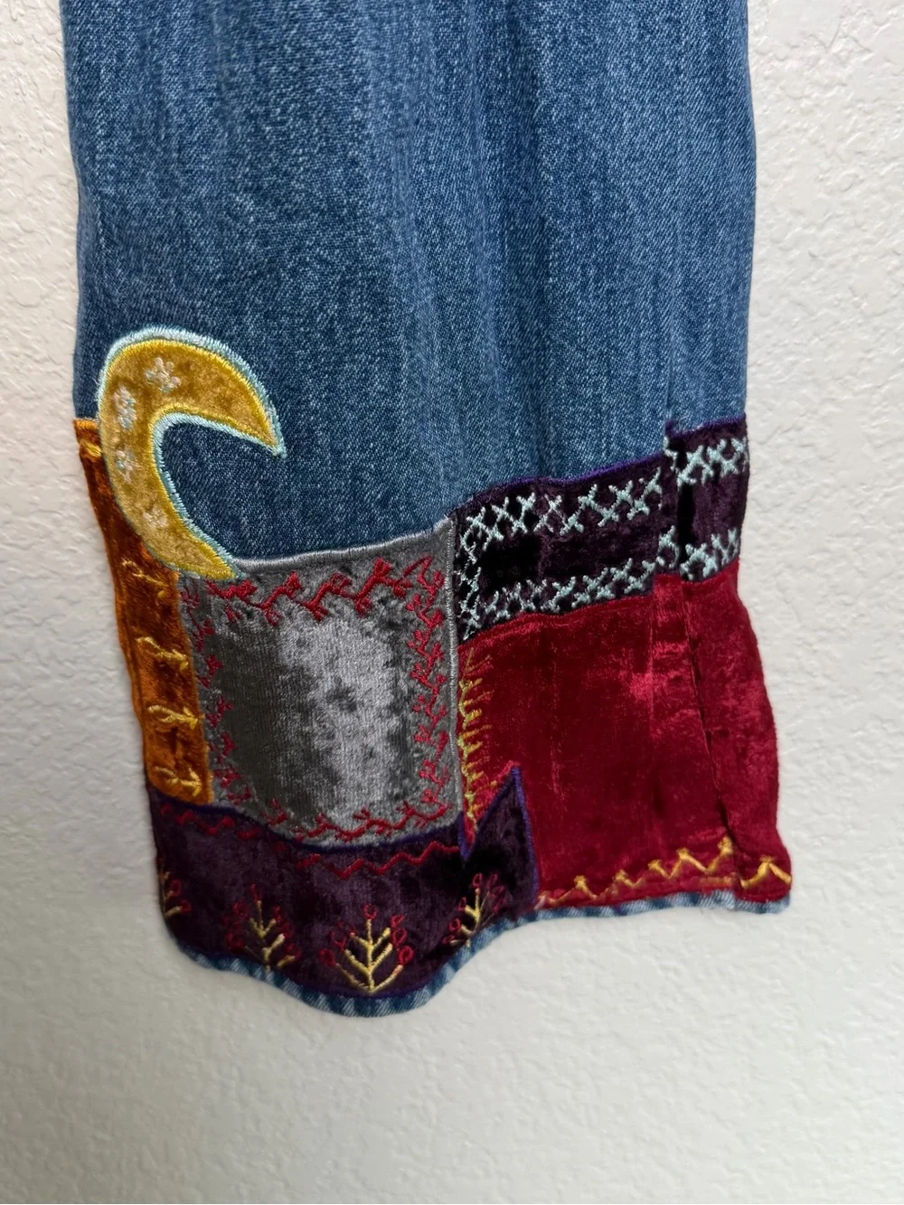 90s Gap Girl Patched Embroidered Jeans Size 16 Vintage Y2K